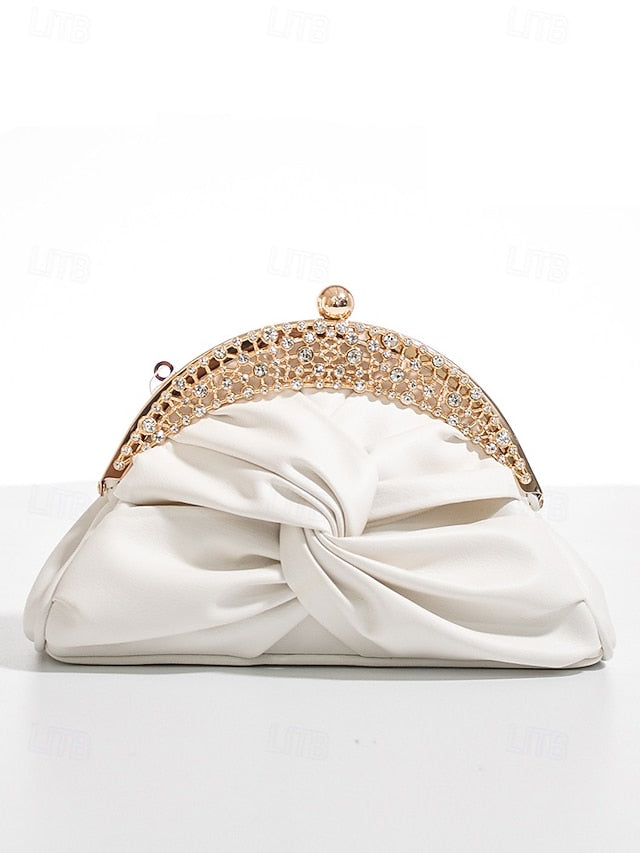 – Evening Women's Bag Leather Clutch Faux Rhinestone