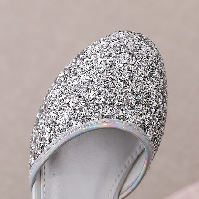 Rubber Princess PU Party Little Heels Girls' Shoes Glitters