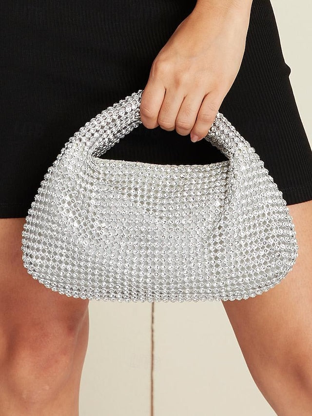 – Handbag Evening Women's Silver Rhinestone Sparkling