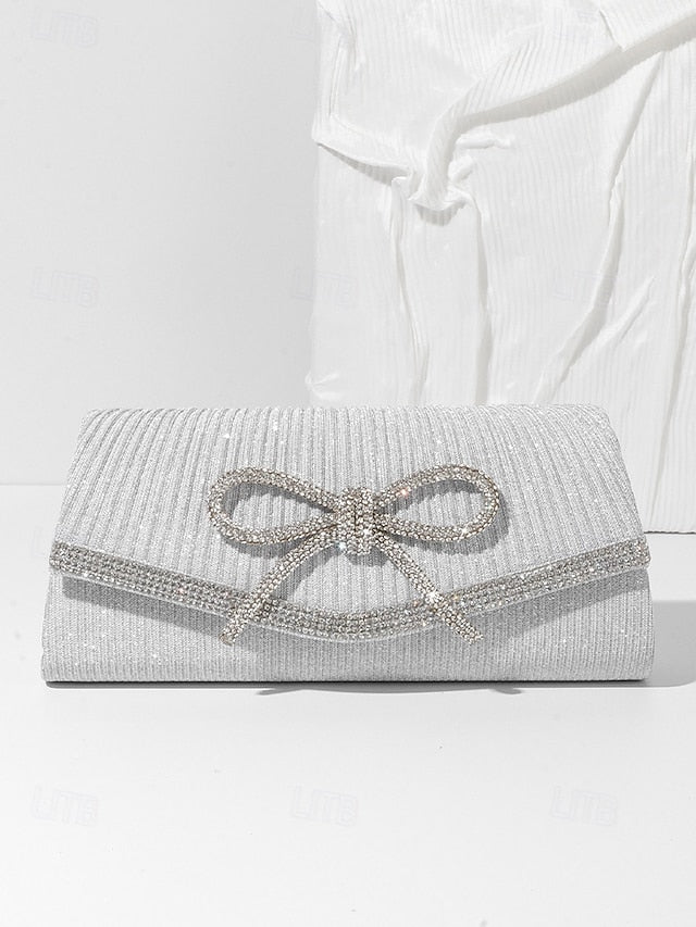 Glitter Purse Accent with Bow Clutch Blue Rhinestone