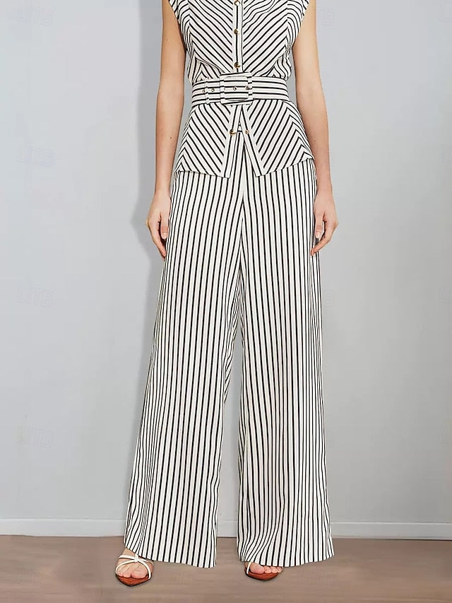 Striped of Piece the Mother Bride Pantsuit Print Two