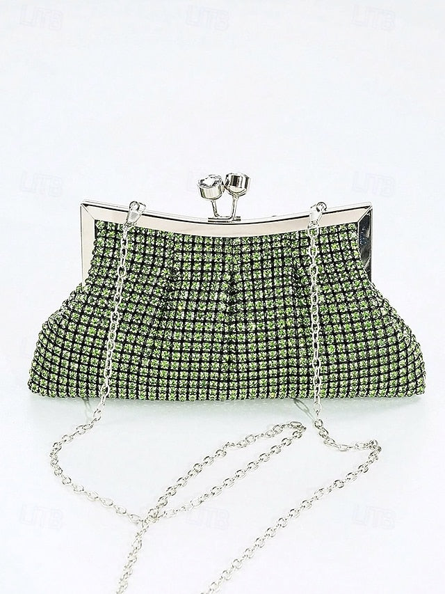 Green Purse Rhinestone Sage Vintage Women's – Clutch
