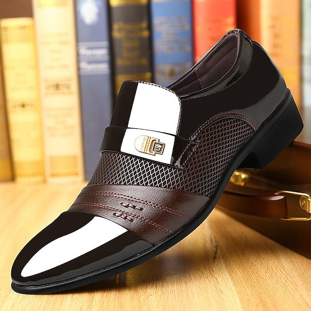 – Men's Patent Formal Faux Leather Slip-On Loafers