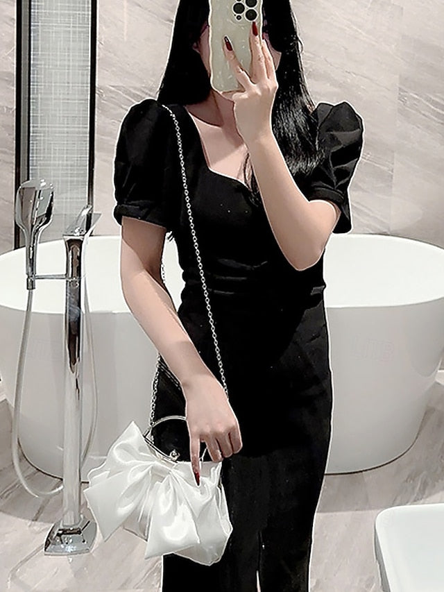 Elegant Bow Bag Women's Clutch Evening Pearl Satin –