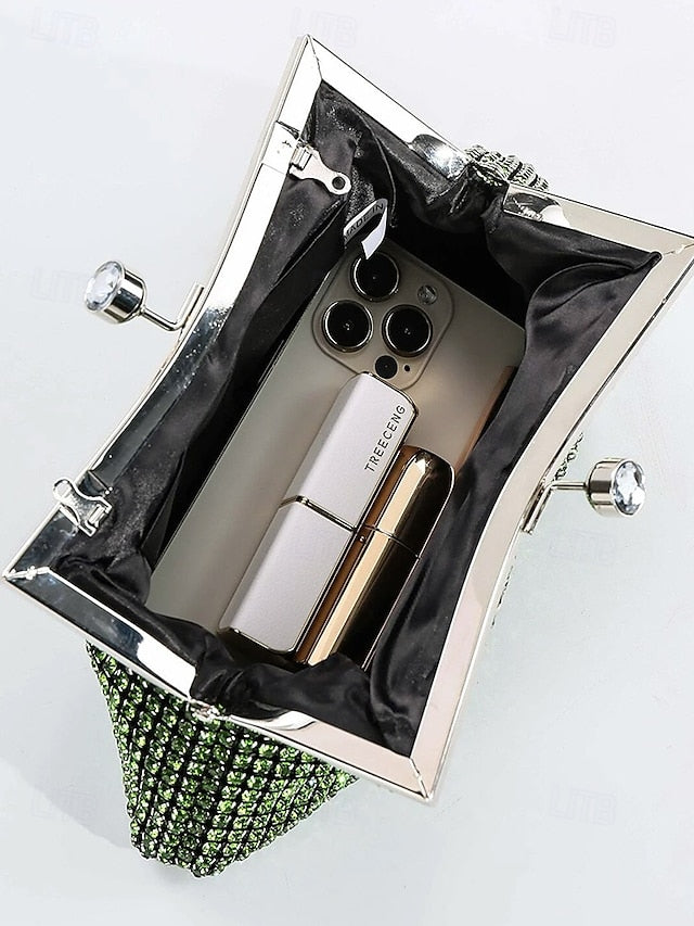 Green Purse Rhinestone Sage Vintage Women's – Clutch