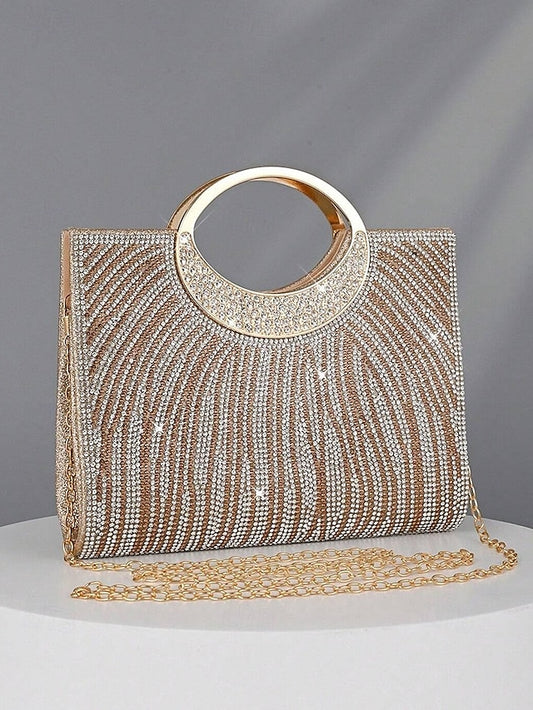 with – Clutch Women's Evening Rhinestone Bag Round Handle
