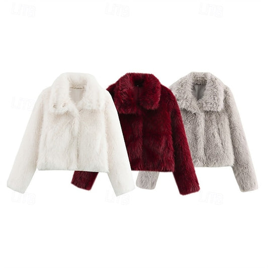 Women's Buttons Faux Furs Comfortable Warm Fur Coat