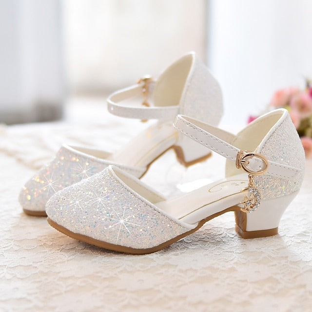 Rubber Princess PU Party Little Heels Girls' Shoes Glitters