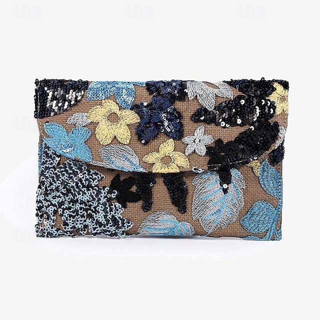 Floral Embroidered Handheld Women's Clutch Evening - Bag
