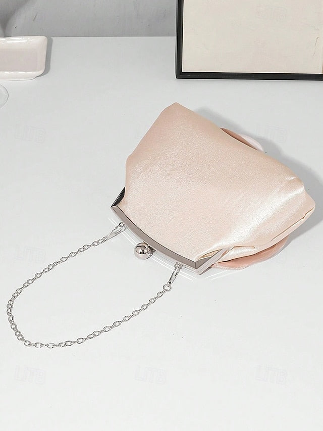 Satin Women's Purse Elegant Clutch Rose – Flower Evening