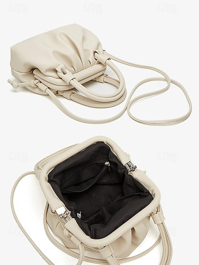 Elegant Women's with Cream Handbag Closure Drawstring –