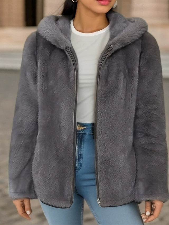 Casual Zipper Pocket Comfortable Women's Warm Jacket