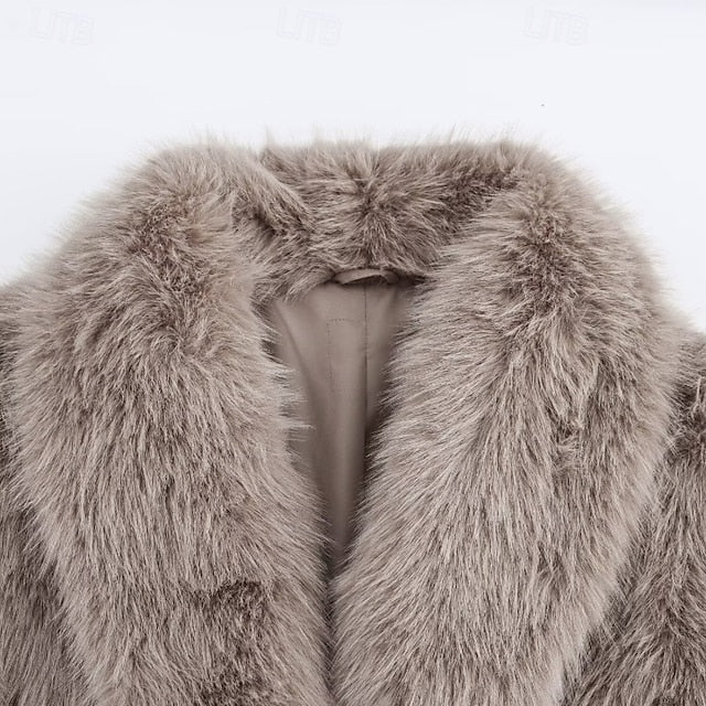 Faux Coat Comfortable Buttons Women's Warm Pocket Fur