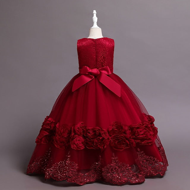 Little A Floral Party Kids Girls' Line Dress Plain