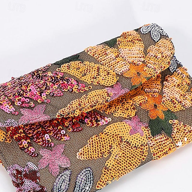 Floral Embroidered Handheld Women's Clutch Evening - Bag