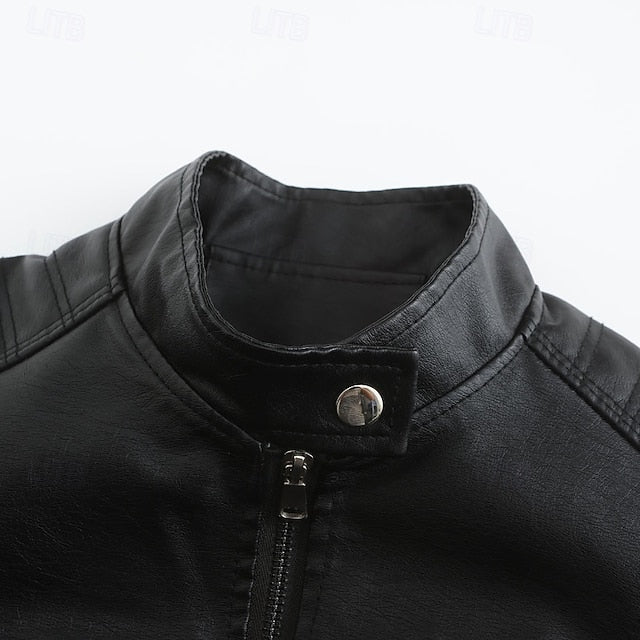 Leather Pocket Comfortable Women's Zipper Jacket Faux