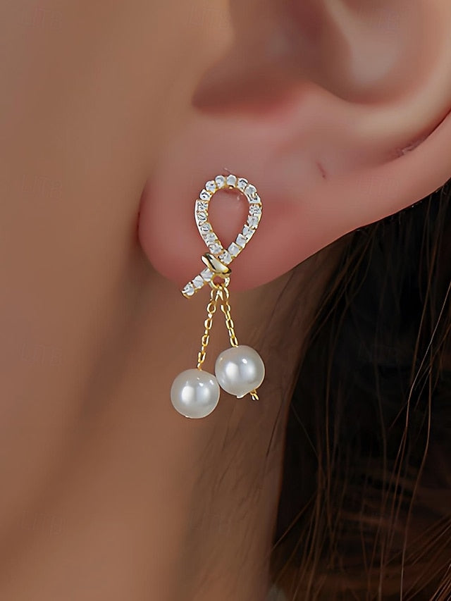 with rhinestone earrings imitation pearl teardrop Women's