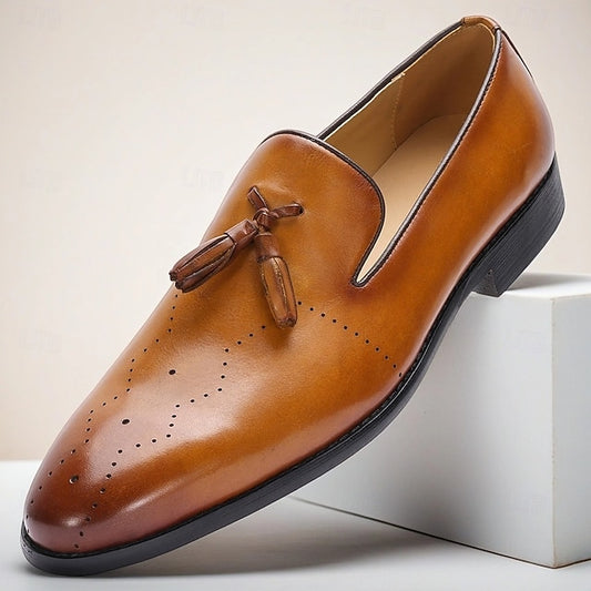 – Classic Light Leather Men's Brown Tassel Loafers