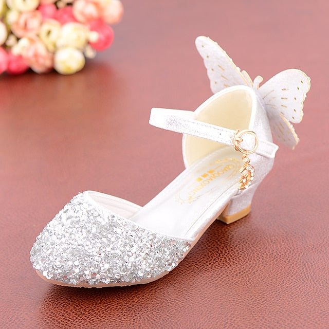 – Sparkly Butterfly Shoes Pink Glitter Princess Girls'