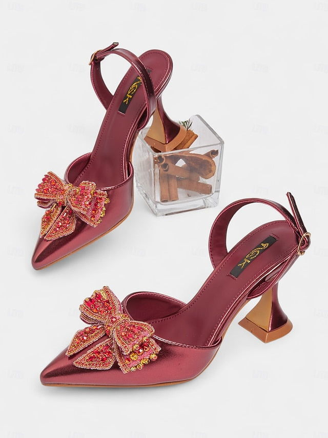 - Women's Pumps High Pointed Metallic Slingback Toe Gold