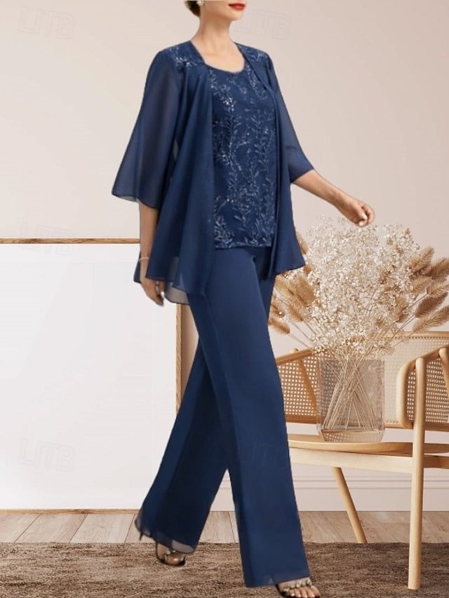 Piece Mother Guest the Pantsuit 3 Wedding Dress Bride of Elegant