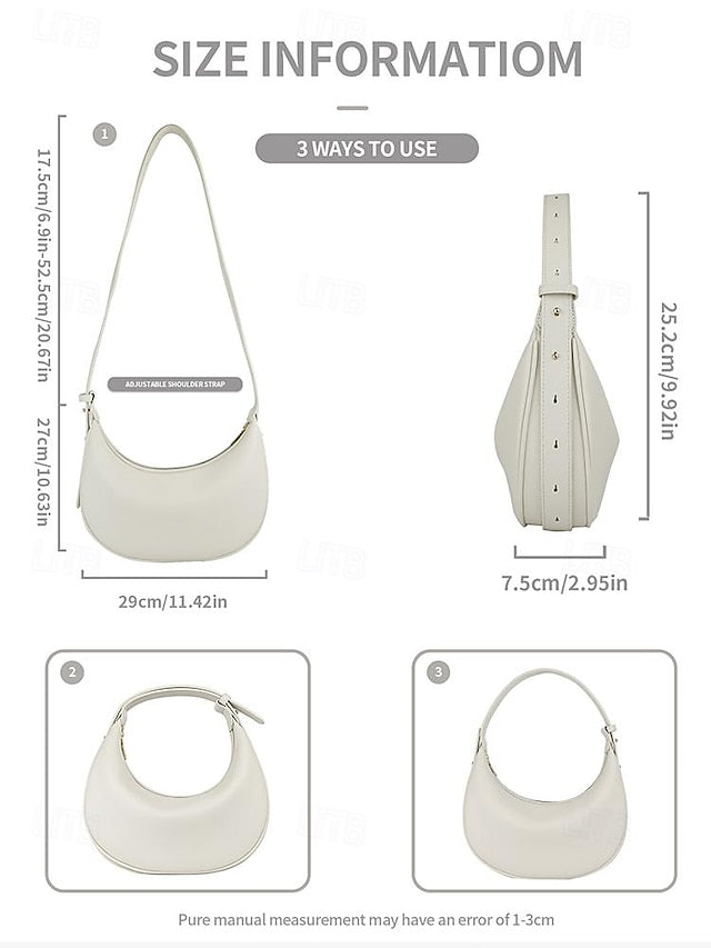 Shoulder Bag Crescent Stylish - Elegant Women's White