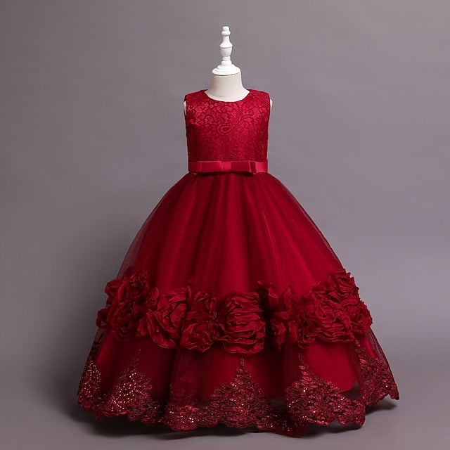 Little A Floral Party Kids Girls' Line Dress Plain