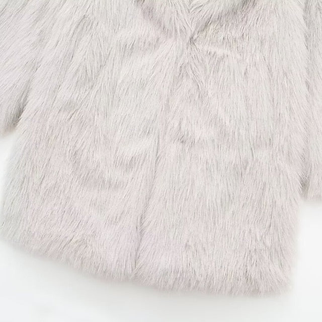 Comfortable Fur Furs Coat Women's Pocket Faux Warm