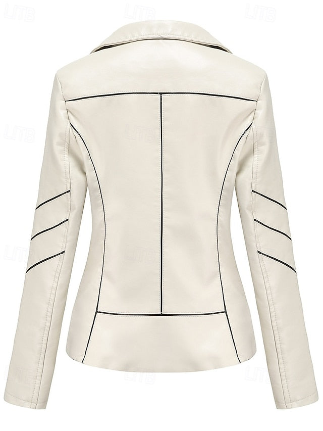 Women's Zipper Comfortable Faux Jacket Leather Pocket