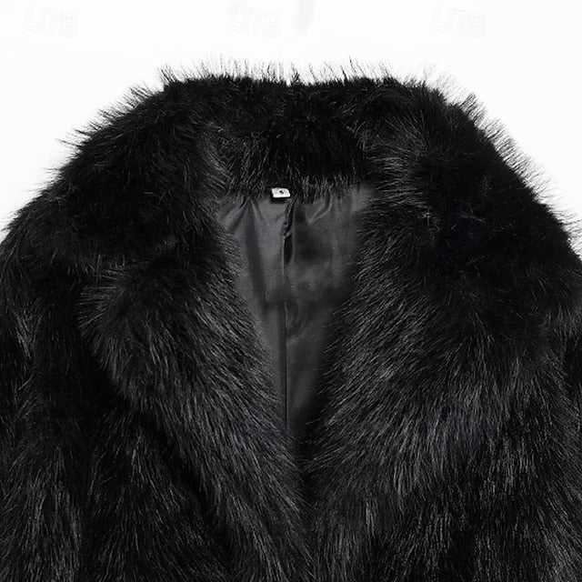 Comfortable Fur Furs Coat Women's Pocket Faux Warm
