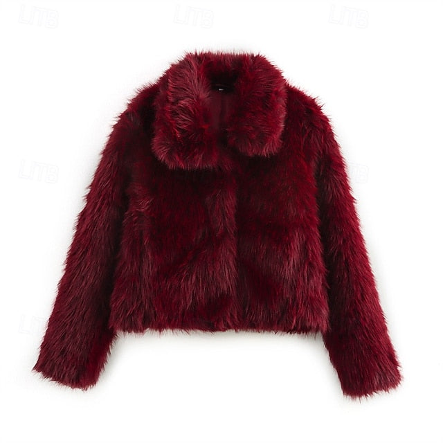 Women's Buttons Faux Furs Comfortable Warm Fur Coat
