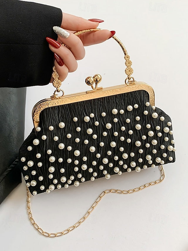 Bag Clutch Evening Vintage – Elegant Beaded Pearl Women's