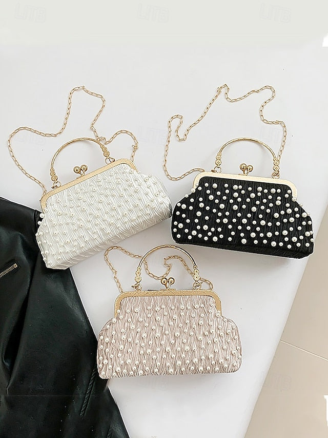 Bag Clutch Evening Vintage – Elegant Beaded Pearl Women's