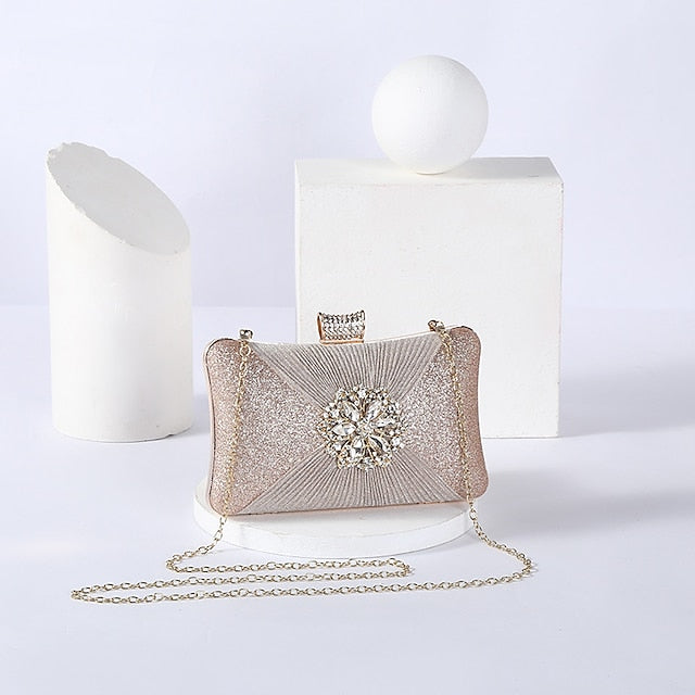 Gold Rhinestone Bag Chain Women's Clutch Strap Elegant with