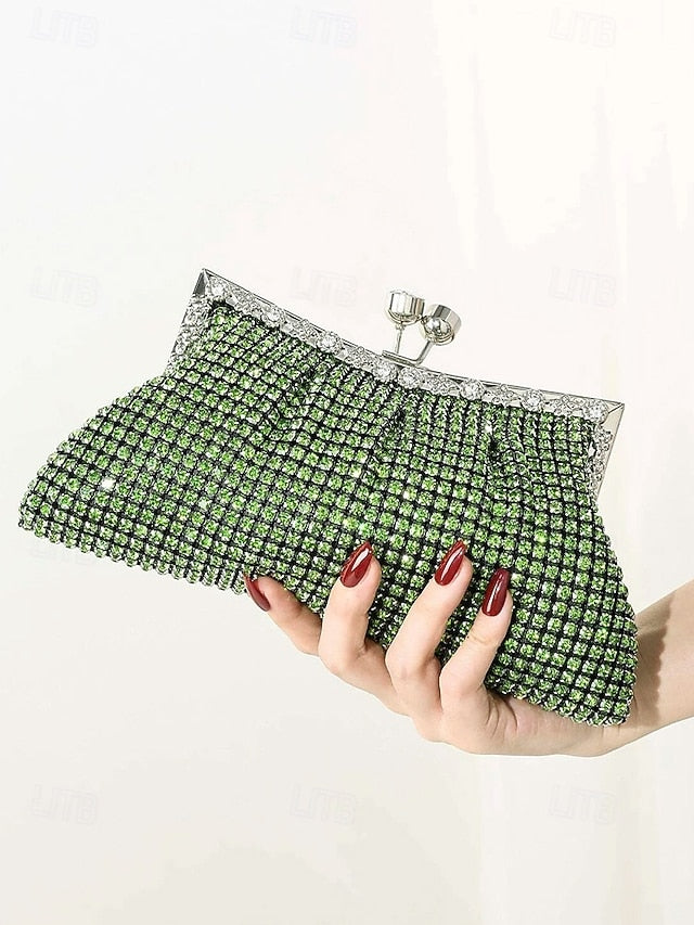 Green Purse Rhinestone Sage Vintage Women's – Clutch