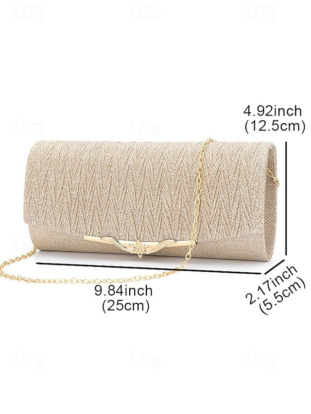 Evening Handbag Party - Women's Gold Glitter Clutch Elegant