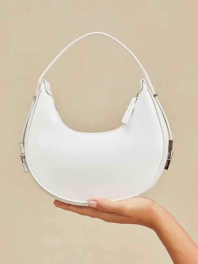 with Elegant Hardware Crescent Hobo Bag Ivory Sleek - Silver