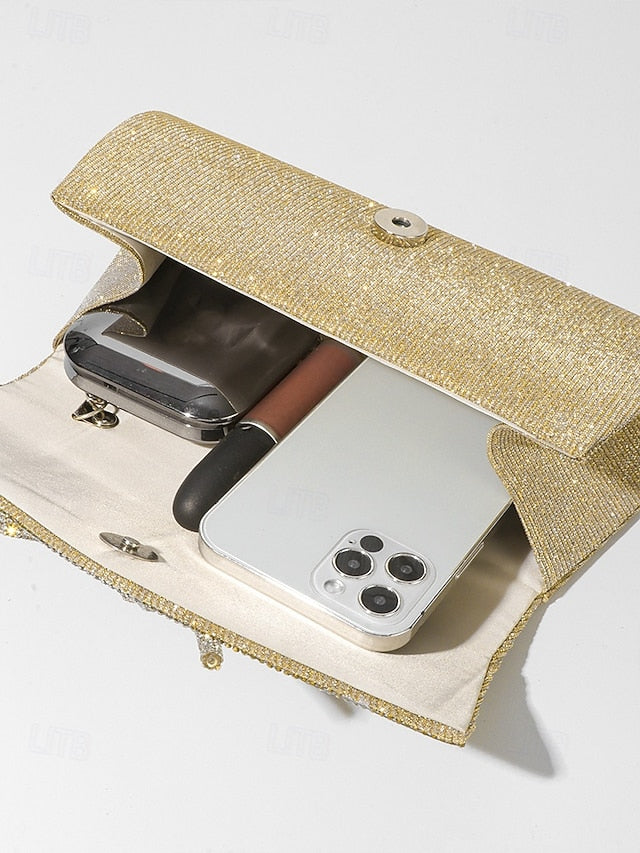 Glitter Purse Accent with Bow Clutch Blue Rhinestone