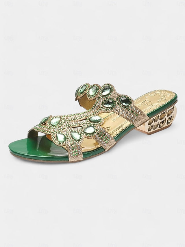 Embellishments Gold with and Open-Toe Sandals Blue Crystal –