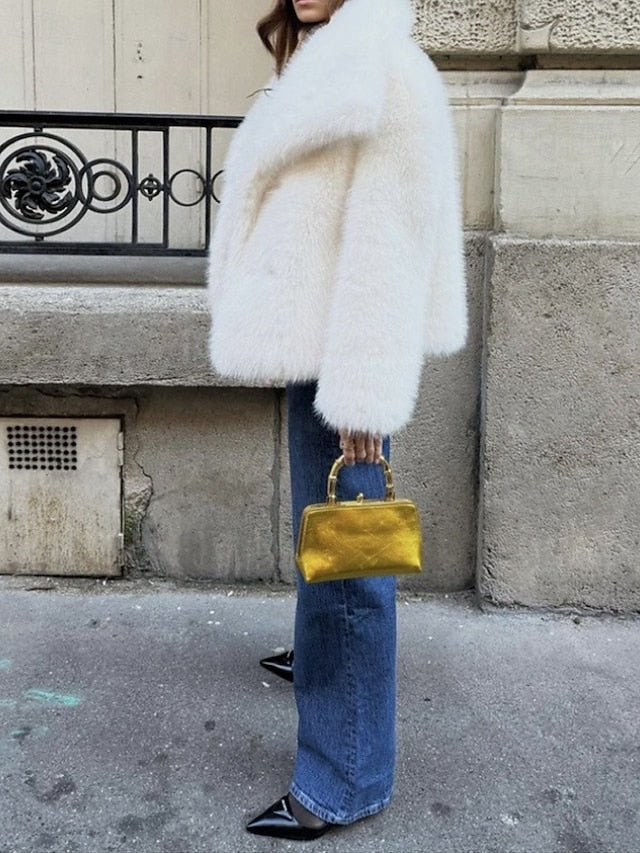 Leathers Fur Comfortable Warm Faux Women's Coat Furs