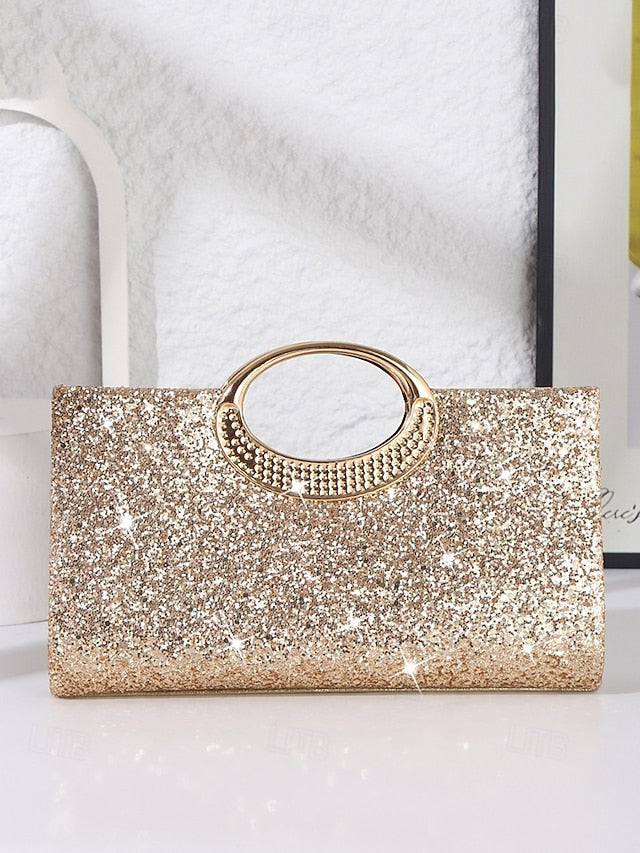 Glitter Gold Evening Women's Clutch Silver Bag with