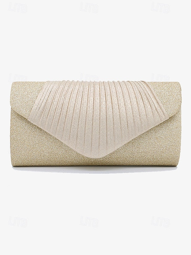 Evening Pleated with Design Champagne Bag Glitter – Clutch