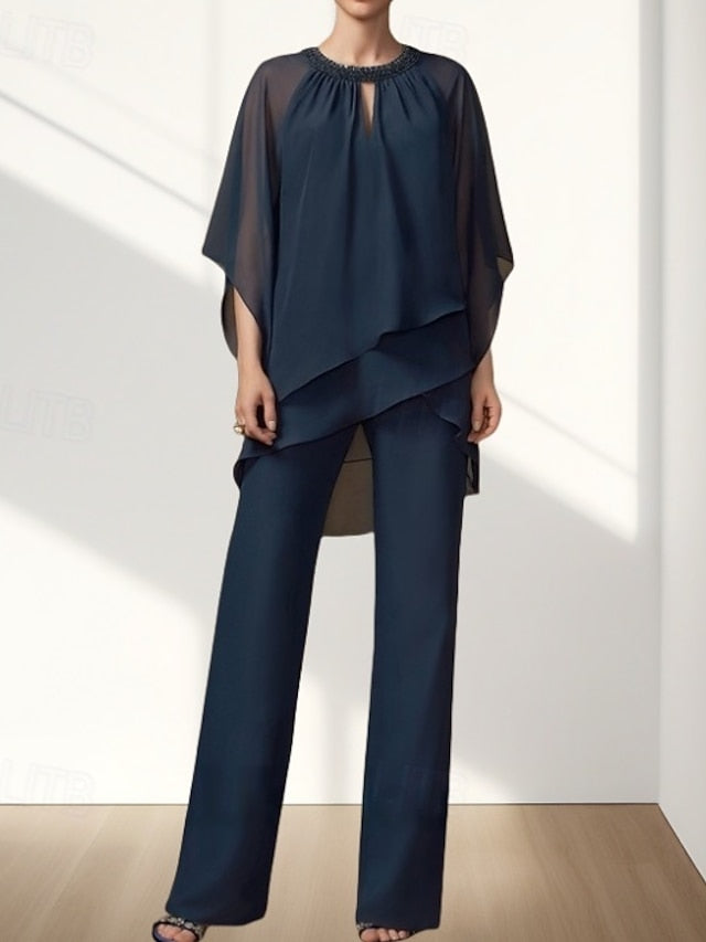 Two the of Wedding Bride Mother Piece Pantsuit Dress Guest