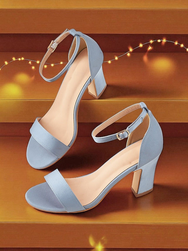 - Light Sandals Blue Toe Strap Open Heel High Women's Ankle