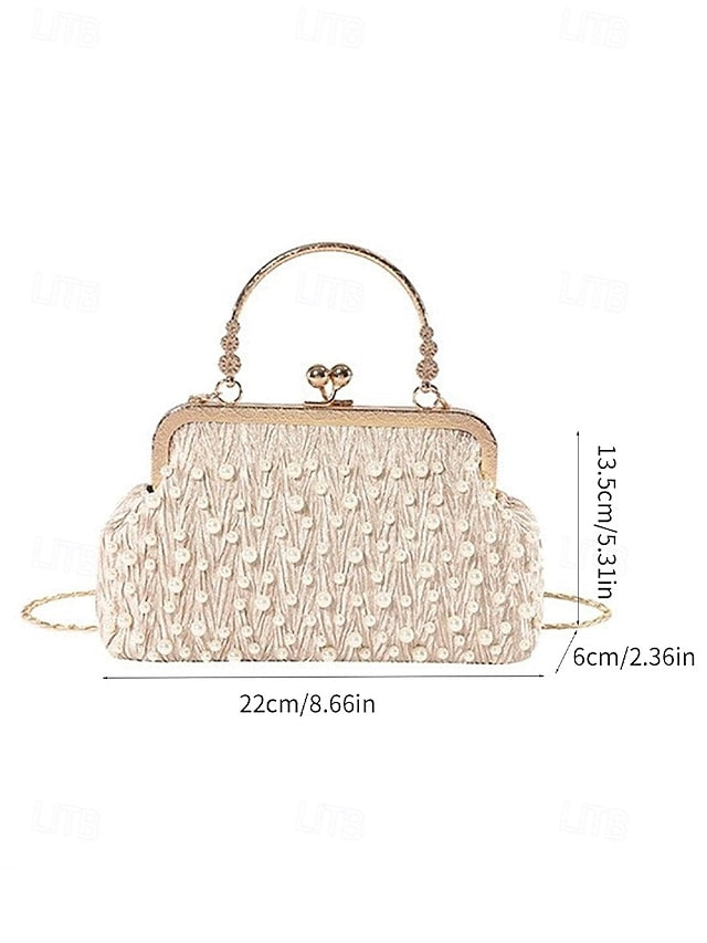 Bag Clutch Evening Vintage – Elegant Beaded Pearl Women's