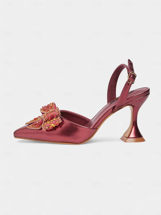 - Women's Pumps High Pointed Metallic Slingback Toe Gold