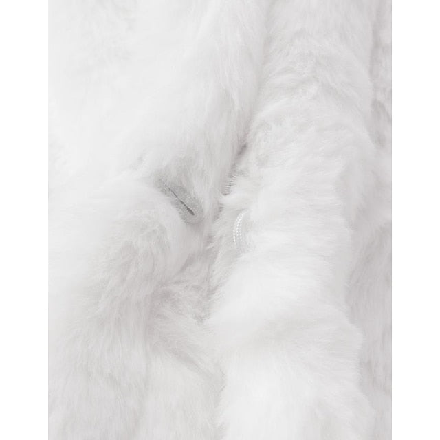 Long Jacket Sherpa Fur Coat White Women's Faux Black