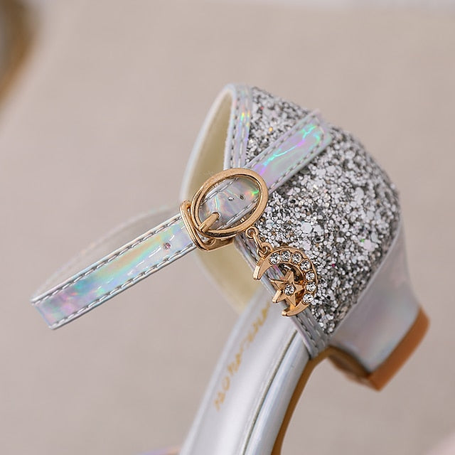 Rubber Princess PU Party Little Heels Girls' Shoes Glitters