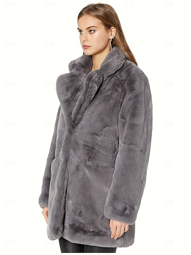 Knitting Pocket Faux Coat Warm Fur Comfortable Women's