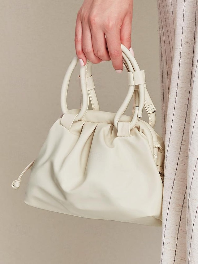 Elegant Women's with Cream Handbag Closure Drawstring –